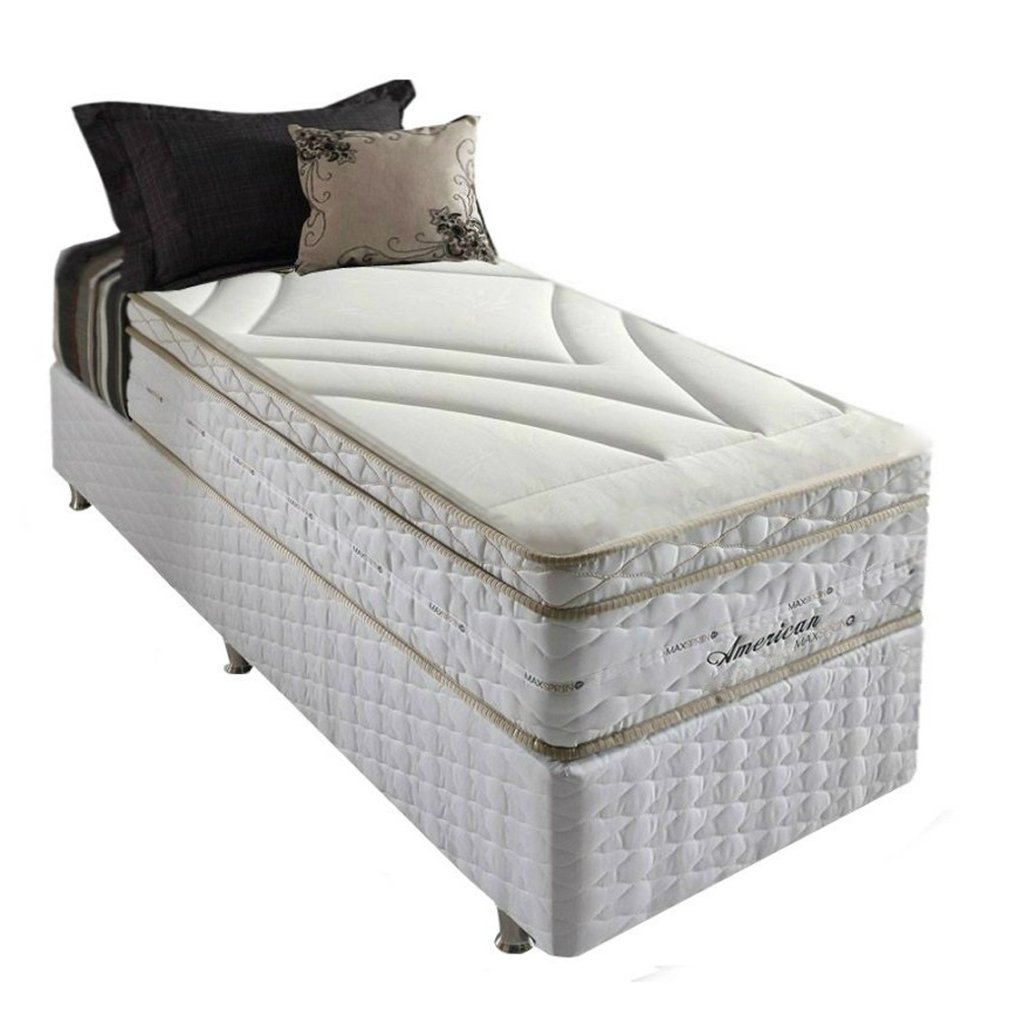 Conjunto Cama Box + Colchão Herval American Mola Maxspring Solteiro 088 x 188 Conjunto Box Promoção