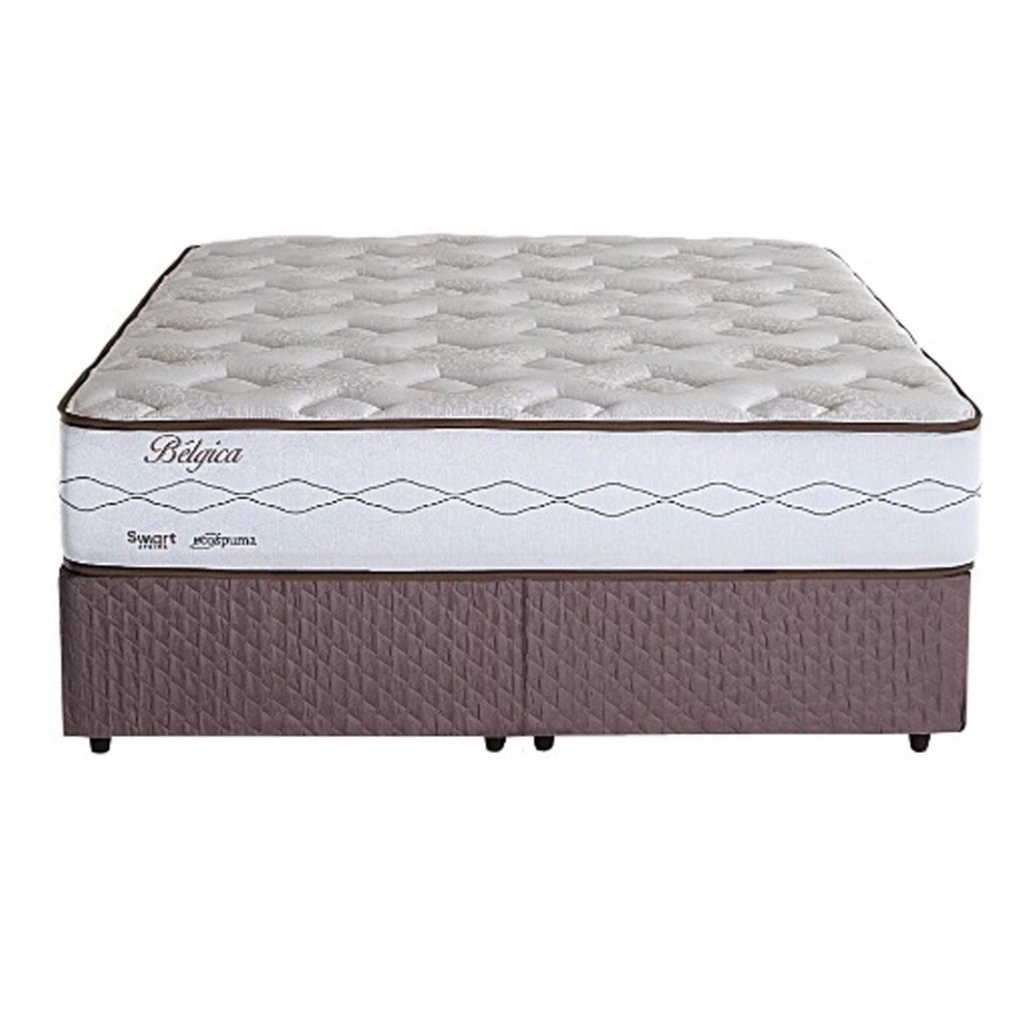 Conjunto Cama Box + Colchão Herval Bélgica Mola Smartspring Queen 158 x 198 Conjunto Box Novidade